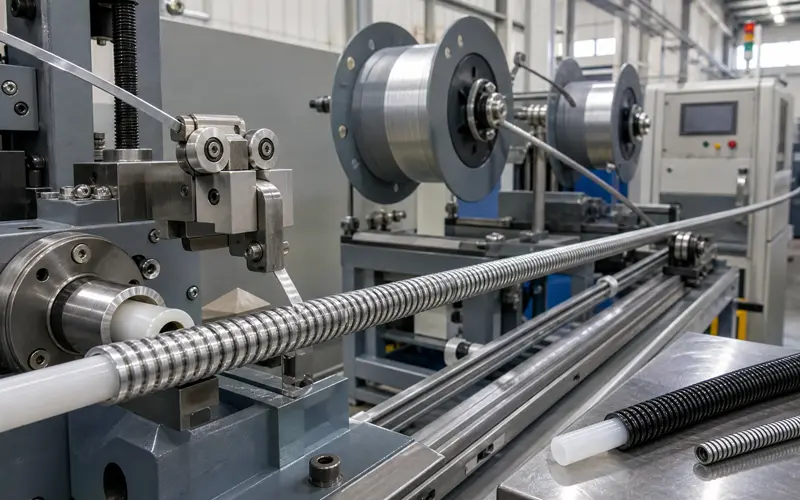 Bowden cable outer casing wire coiling process