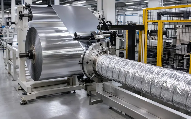 Flexible duct manufacturing production line