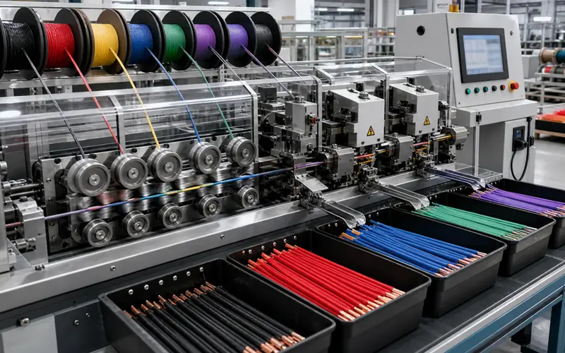 Fully automatic wire harness cutting and stripping machine
