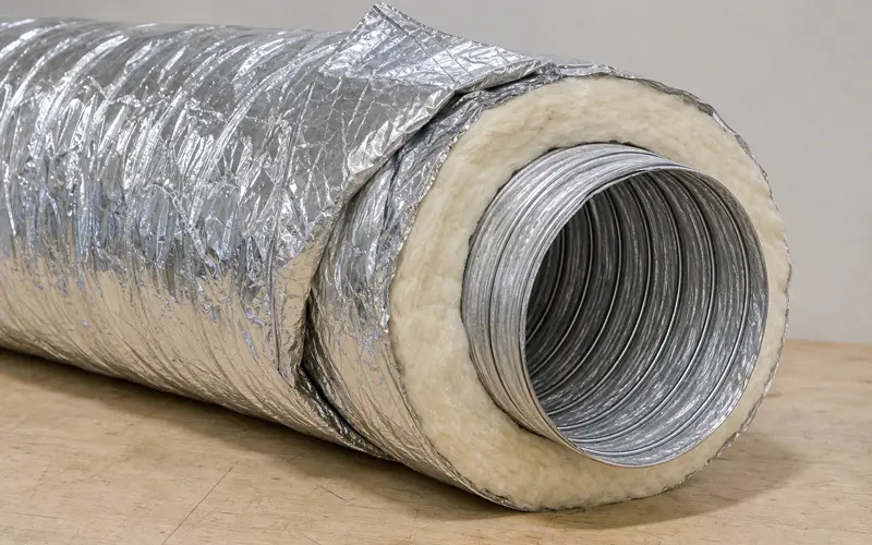 Insulated flexible duct layer structure