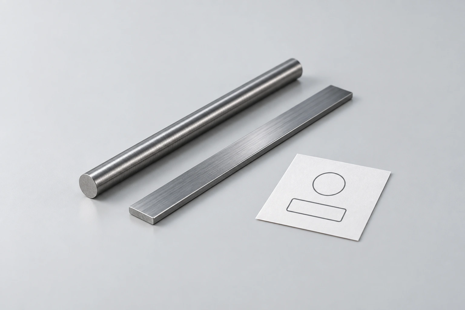 AI illustration of round and flat steel-wire samples with unnumbered section sketches for an equipment inquiry.